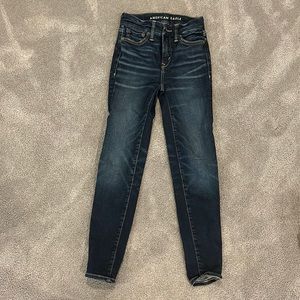 American Eagle dark wash luxe stretchy skinny jean women’s 000 extra short